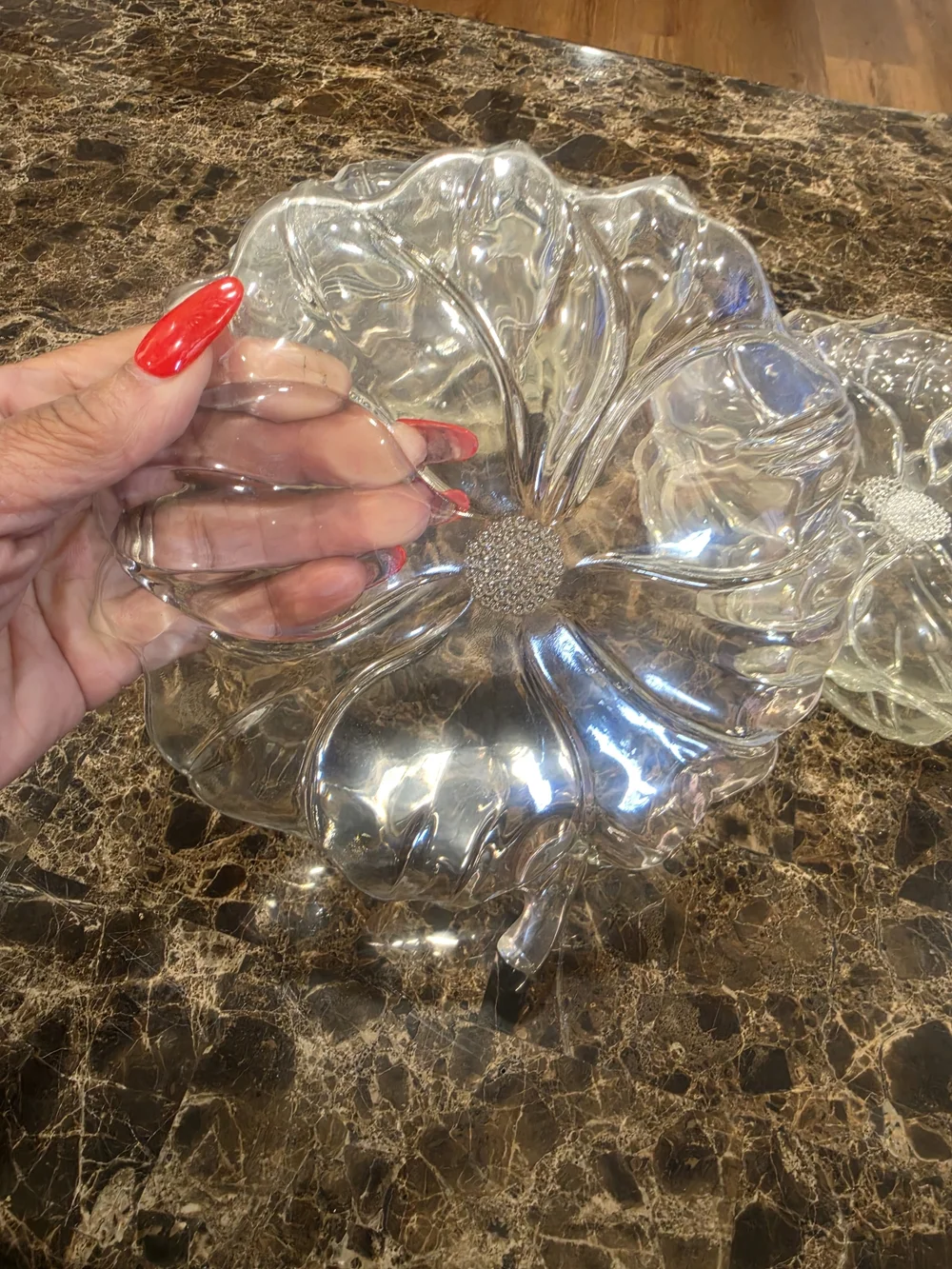 Source Unknown Clear Pressed Glass Flower Bowls - 4 Piece